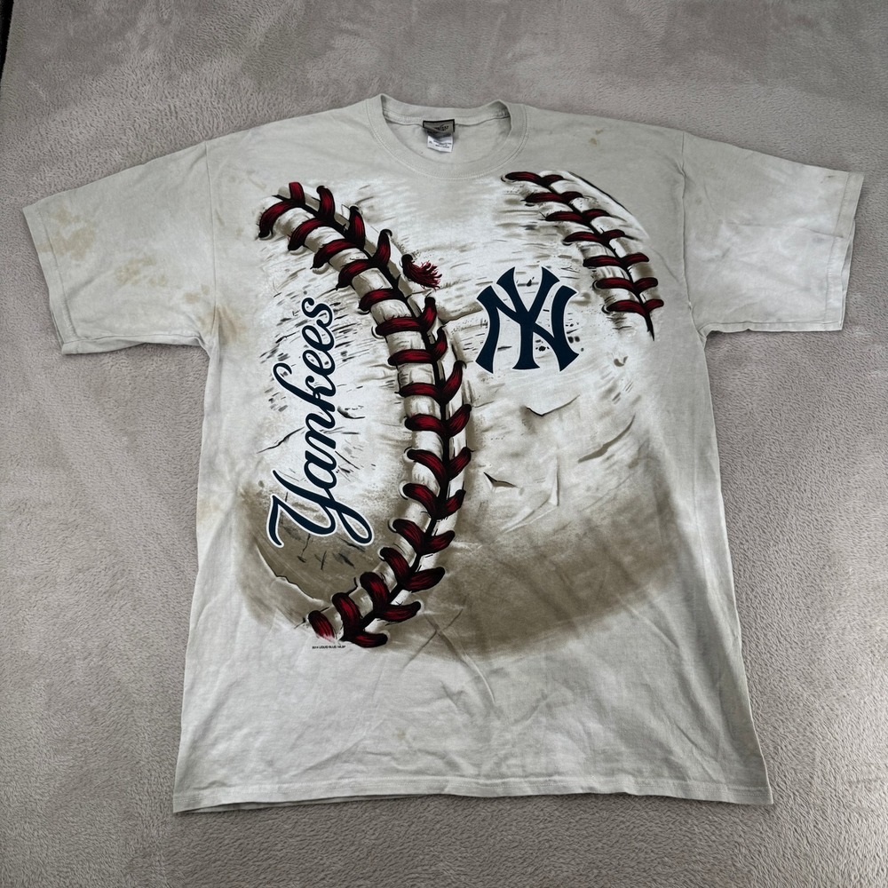 2014 Liquid Blue Mens New York Yankees XL Gray Preowned Stains Faded Tie Dye